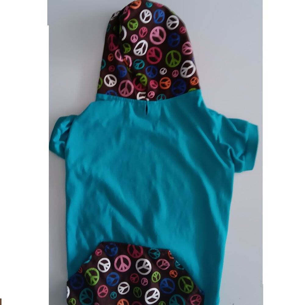 Dog Teal Hooded Shirt Size Large NWOT
